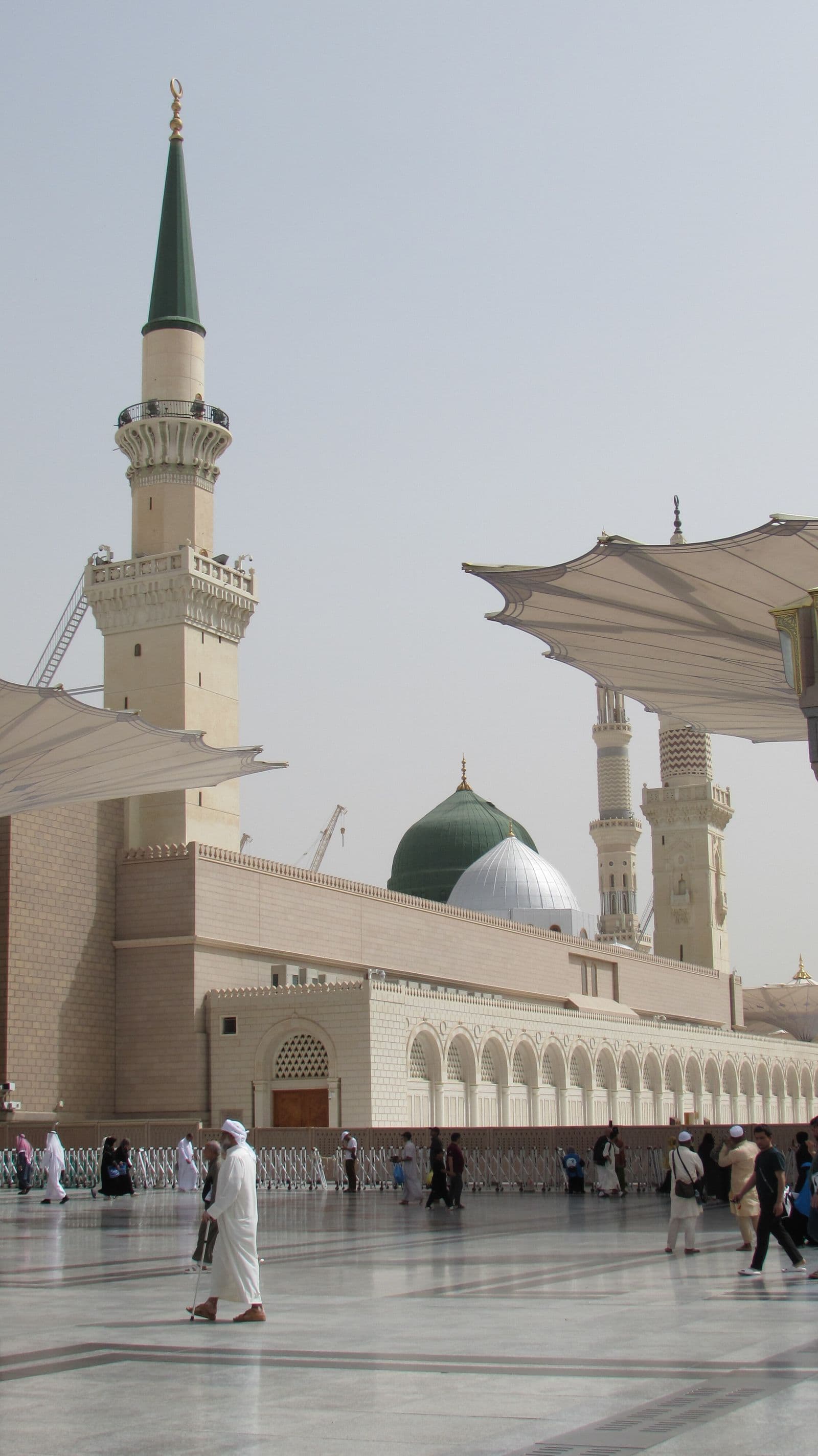 Prophet's Mosque courtyard in Madinah, stock photograph