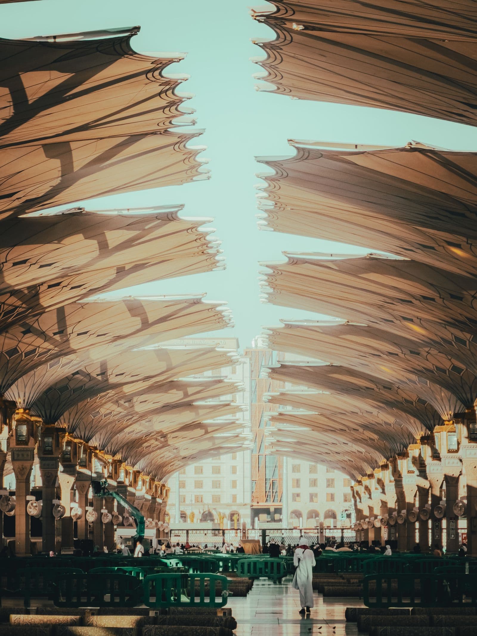 Mosque courtyard colonnade, stock photograph